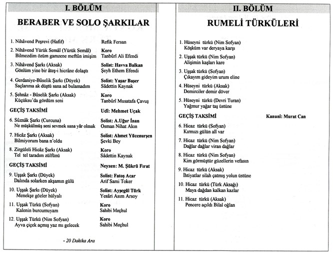 Beraber ve Solo Eserler  Rumeli Türküleri